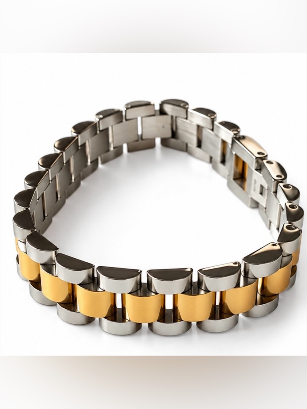 Two Tone Gold Silver Stainless Steel Link Bracelet Unisex NEW